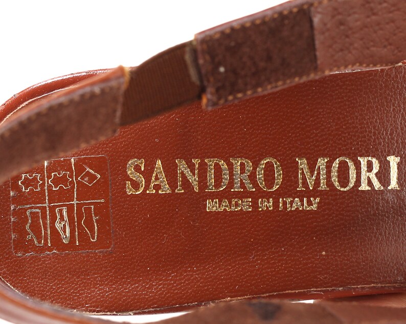 Eur 39 Uk 6 US size 8.5 Brown Italian Mules Sandals 90s Slingback Heels Leather Mules Shoes Made in Italy Footwear Slide On Heels