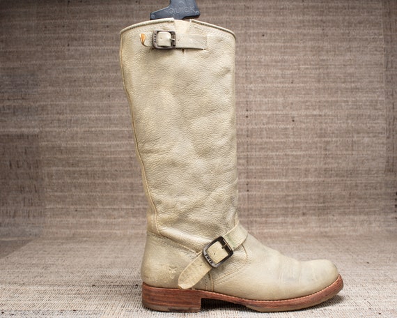 US Men's 8.5 FRYE Boots CAMPUS 90s . Gray Biker Bo