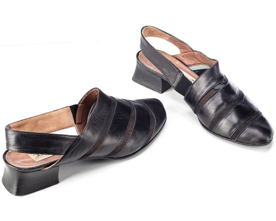 black heeled mules uk