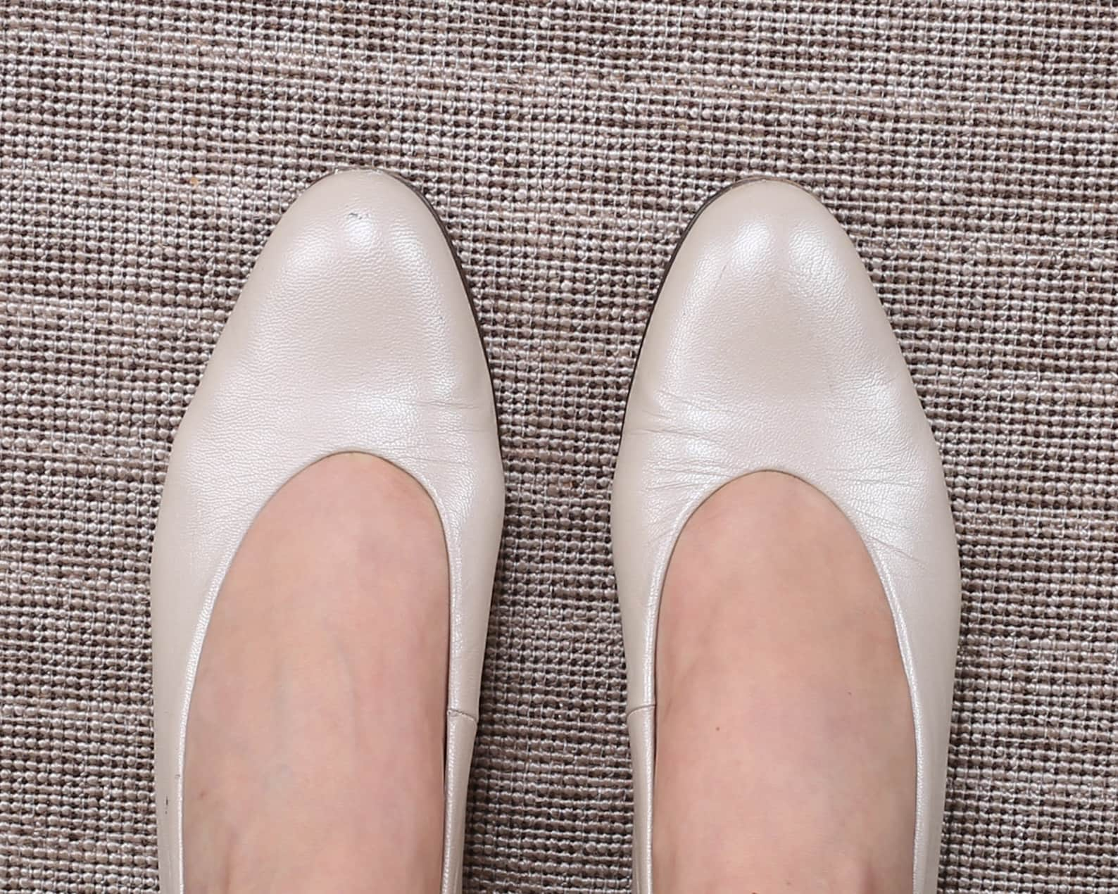 white leather flats