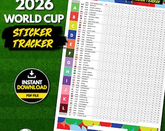 WM 2026 Sticker Album Checkliste Printable Fußball Sticker Sammlung Tracker mit Doppel und Wechselliste A4 PDF Instant Download
