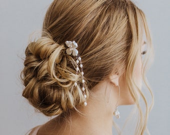 Flower Hair Pins, Pearl Hair Pins, Gold Bridal Hair Accessories, Flower Hair Accessories, Pearl Wedding Hair Accessories, Carrie Whelan