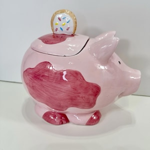 Vintage Ceramic Pink Pig Cookie Jar By Cooks Club