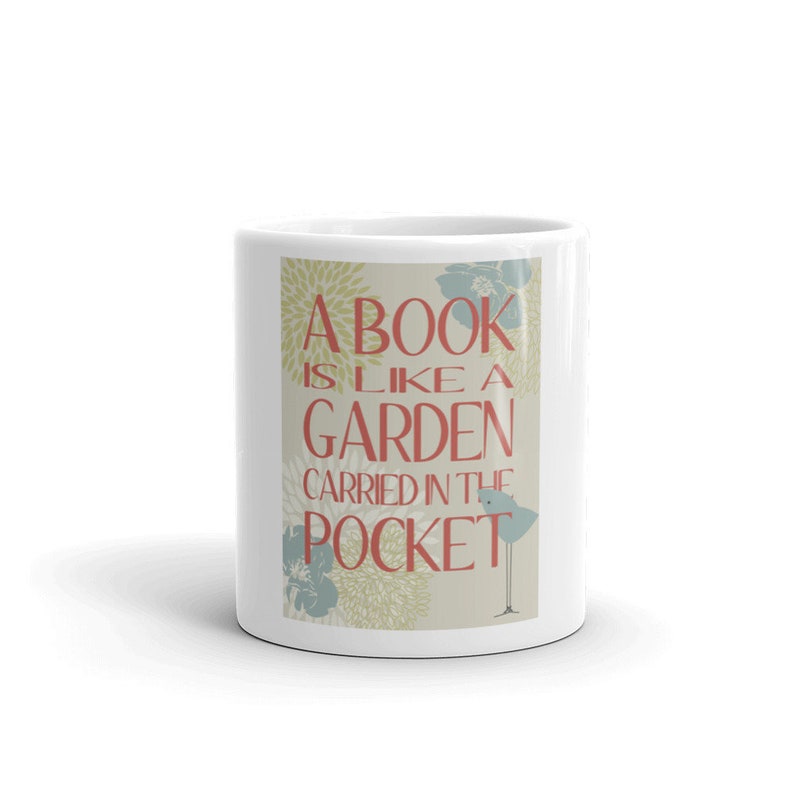 Mug for Book Lovers and Fans of Public Libraries, Readers, Spring design, image 4