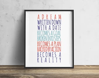 Make Dreams Reality  Mid-Century Modern, Downloadable - Original Illustration Fine Art Eames Print Wall art Typographical art quotes quote
