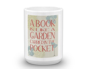 Mug for Book Lovers and Fans of Public Libraries, Readers, Spring design,
