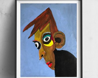 Bathroom Bob Original painting Portrait Acrylics on canvas 14 x 18 1/2 gallery wrapped canvas Signed Dated fine art painting portrait