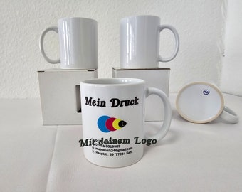 Tasse mit Firmenlogo personalisiert Werbeartikel Werbetasse Geschenk, 50 Tassen + 50 Geschenkbox