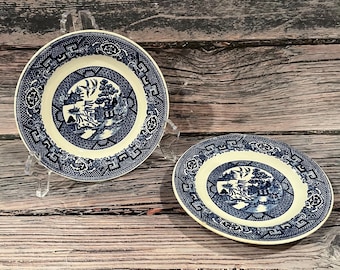 Vintage Blue Willow Bread Plates, 1940s Homer Laughlin China (Pair)