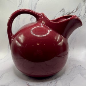 Hall Vintage Maroon Ceramic Ball Pitcher