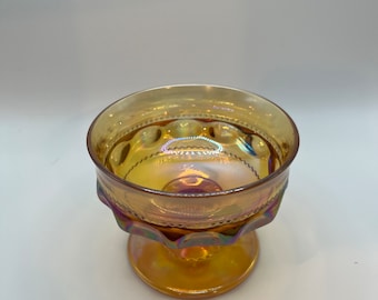 Indiana Marigold Carnival Glass, Iridescent / Kings Crown Compote Bowl