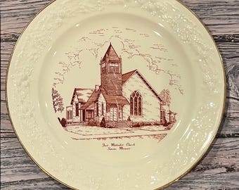 Missouri Homer Laughlin Vintage First Methodist Church in Seneca Comemorative Plate Retro Plate Wall