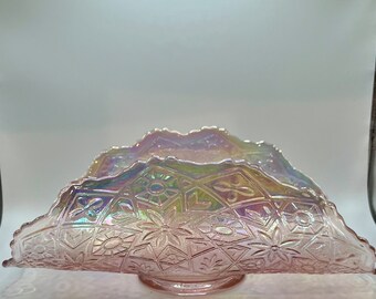 Imperial Carnival Glass Pink Boat, Iridescent