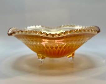 Marigold Carnival Glass Ruffled Bowl