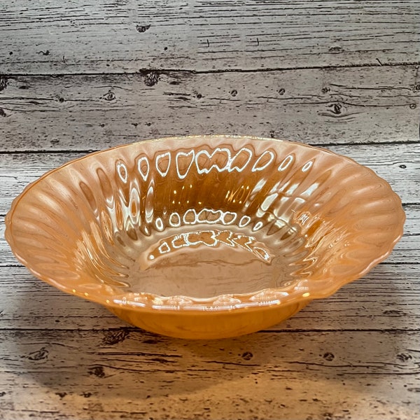 Fire King, Peach Luster, Serving Bowl, Swirl design