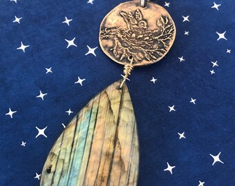 Labradorite Bird Nest Necklace