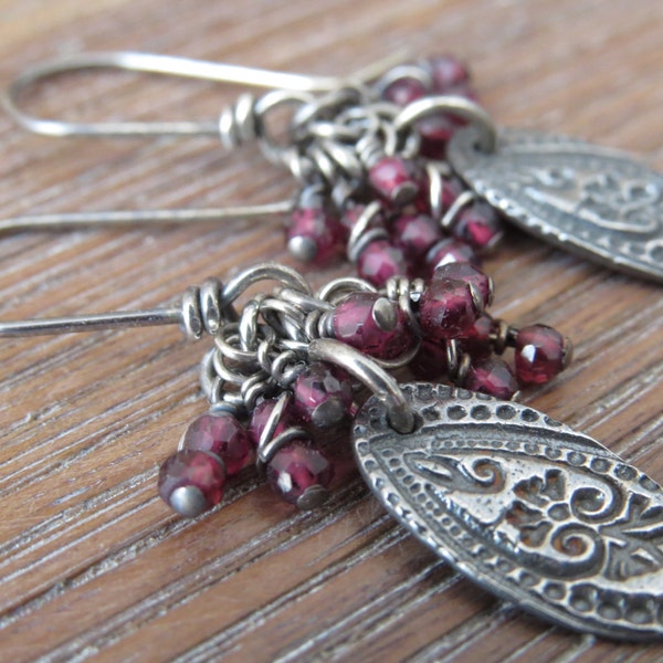 Sterling Silver and Garnet Earrings