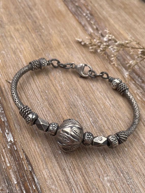 Sterling Silver Hill Tribe Braided round Cuff Bracelet Sterling Silver Hill Tribe Braided round Cuff Bracelet