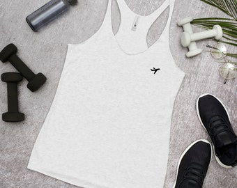 Camiseta sin mangas con espalda cruzada de aviación para mujer