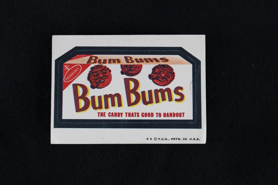 Vintage Wacky Packages Bum Bums Sticker - Brown Back - B Side (1 of 2 ...