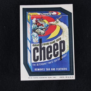 Vintage Wacky Packages Cheep Sticker - Brown Back - 2 ** B Side