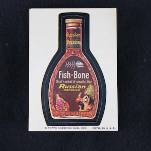 Vintage Wacky Packages Fish-Bone Sticker - Brown Back - No ** Indicating Side
