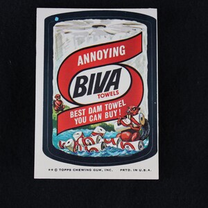 Vintage Wacky Packages Biva Sticker - Brown Back - 2 ** B Side