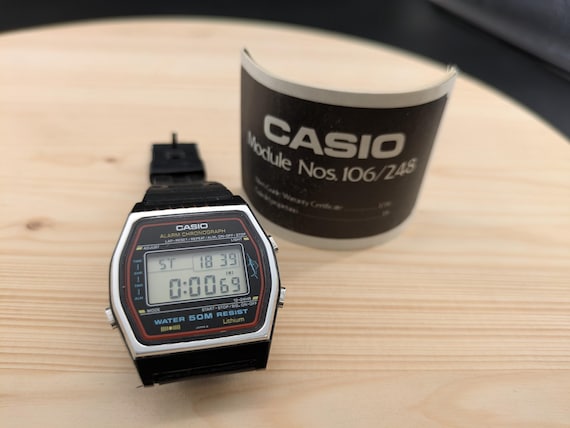 Vintage Casio Marlin LCD Digital Watch W-23 W23 Module 248 With