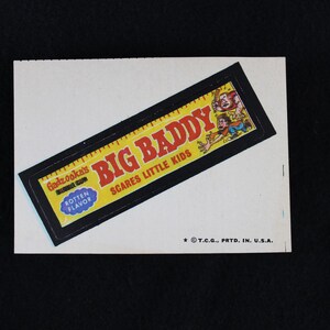 Vintage Wacky Packages Big Baddy Sticker - Brown Back - 1 * A Side
