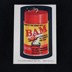 Vintage Wacky Packages Bam Sticker - Brown Back - 2 ** B Side