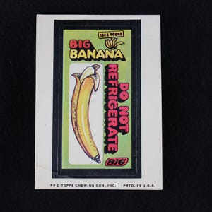 Vintage Wacky Packages Big Banana Sticker - Brown Back - 2 ** B Side