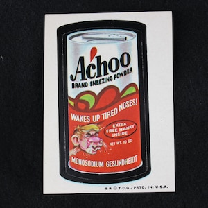 Vintage Wacky Packages Achoo Sticker - Brown Back - B Side