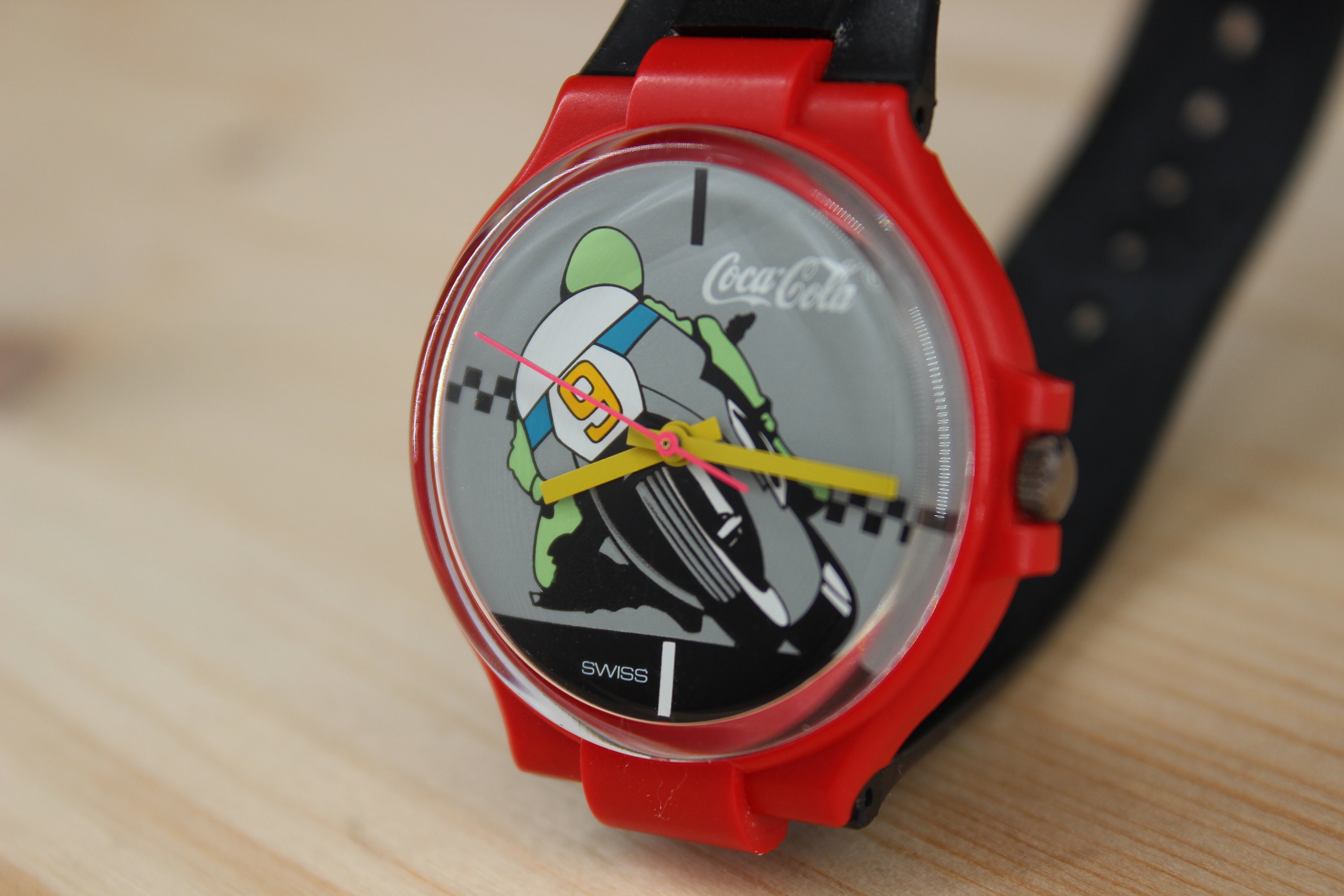 Vintage Coca cola Swiss Swatch Watch Motorcycle Racer Etsy