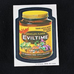 Vintage Wacky Packages Eviltime Sticker - Brown Back - A Side (2 of 3)