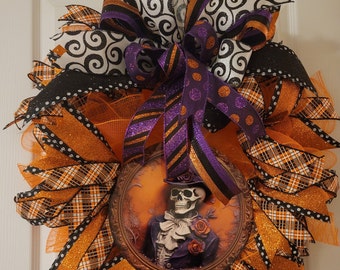 Orange Skeleton Wreath