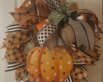 Polka Dot Pumpkin Wreath