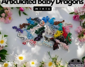 Mini dragones bebés mixtos en miniatura Tadling Bulk / Mini dragones bebés articulados Flexi Wiggle / Juguete antiestrés / Impreso en 3D / Mezcla y combina