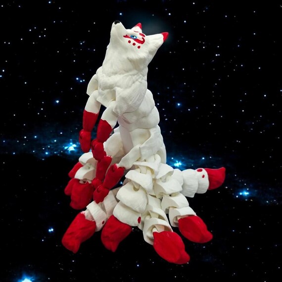 Articulated Flexi Nine-tailed Kitsune – 3D Printed Poseable Fox