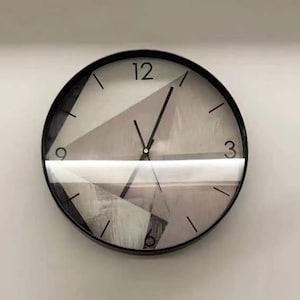 Minimalist Glass Wall Clock: Modern Abstract Art, Silent Movement