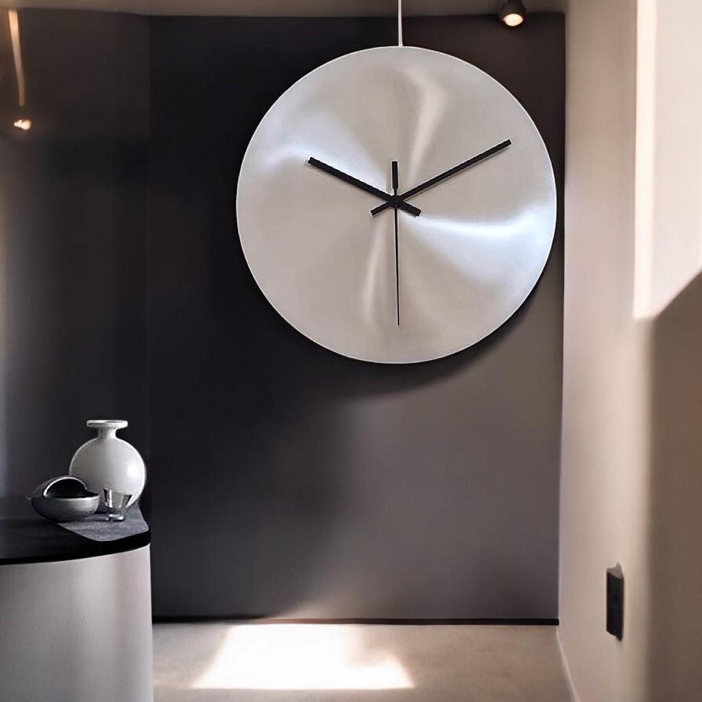 Minimal Metallic Wall Clock, Modern Numberless Clock for Living Room ...