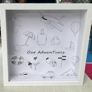 Ticket Memory Box <Unser Abenteuer> Ticketsammlerrahmen, maßgeschneiderte Ticketsammlerbox, Ticketanzeigehalter, Reisekartensammler