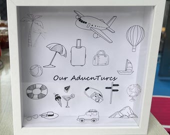 Our Adventure Travel Ticket Box,  Travel Memory Collector, Customized Travel Keepsake Box, Ticket Display Holder, Travel Ticket Collector