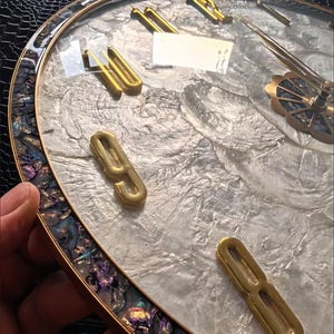 Modern Oversize Wall Clock, Mid-eval Pearl Surface Living Room Clock, Clock Gift for Parents, Bohemian Antique Wall Clock, Housewarming