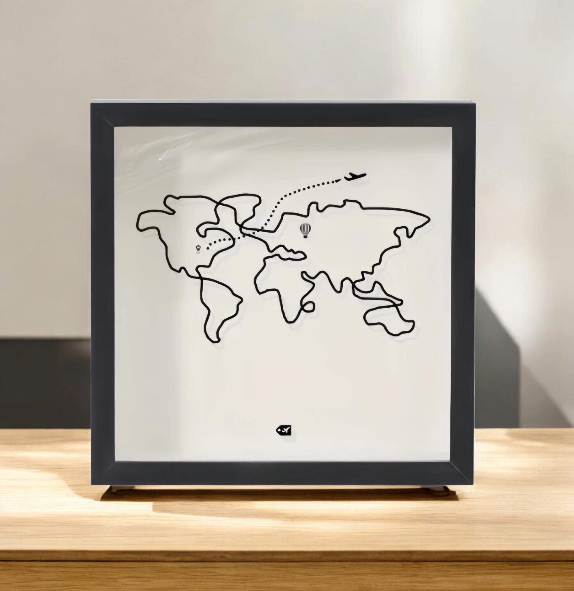 Personalized World Map Ticket Display Box: Custom Travel Memory Frame ...