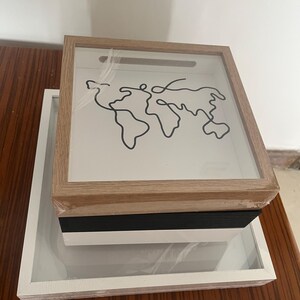 Personalized World Map Ticket Memory Box: Travel Keepsake Display ...