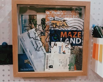 Personalized World Map Ticket Display Box: Custom Travel Memory Frame