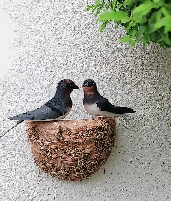 ツバメの巣の壁掛け彫刻、リアルな鳥の住処、自然装飾、2026年の新築