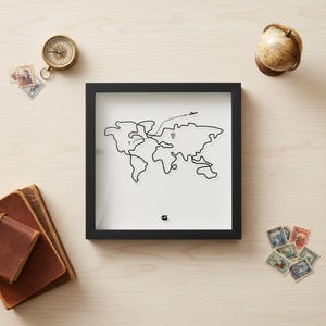 Caja de recuerdos de viaje personalizada de 15 pulgadas, porta billetes personalizado, regalo para parejas con mapa del mundo, recuerdo de aventuras, regalo coleccionable de billetes para pareja
