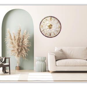 Modern Oversize Wall Clock, Multiple Size Pearl Surface Living Room Clock, Bohemian Antique Wall Clock, Mid-century Clear Surface Wall Clock