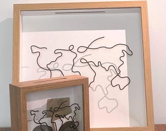 Customized Walnut Ticket Stub Box: Travel Keepsake Display with World Map